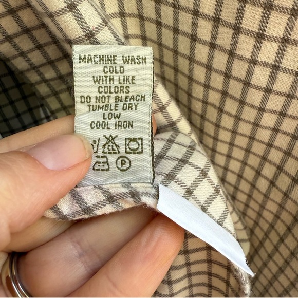 ORVIS Men's Cream Green Plaid Wool Long Sleeve Button Down Shirt Size Large - Picture 9 of 9